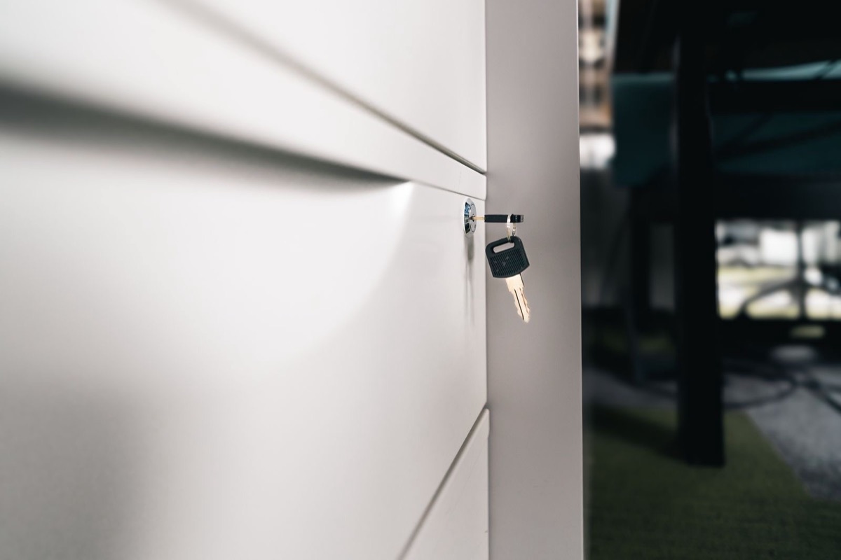A key in a locked office drawer